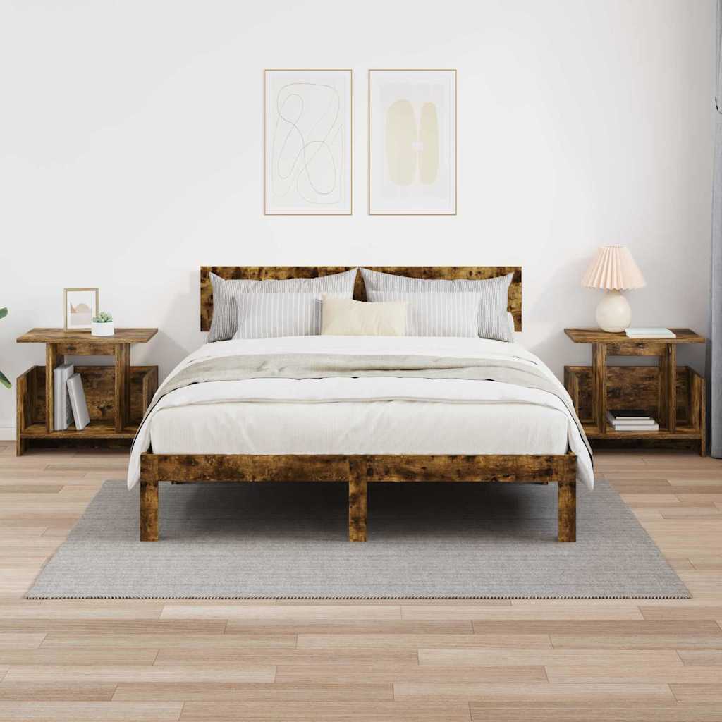 TV-standaard 2 pcs Gerookt eiken 50 x 35 x 45 cm Bewerkt hout is nu te koop bij PeponiXL, paradijselijk wonen!