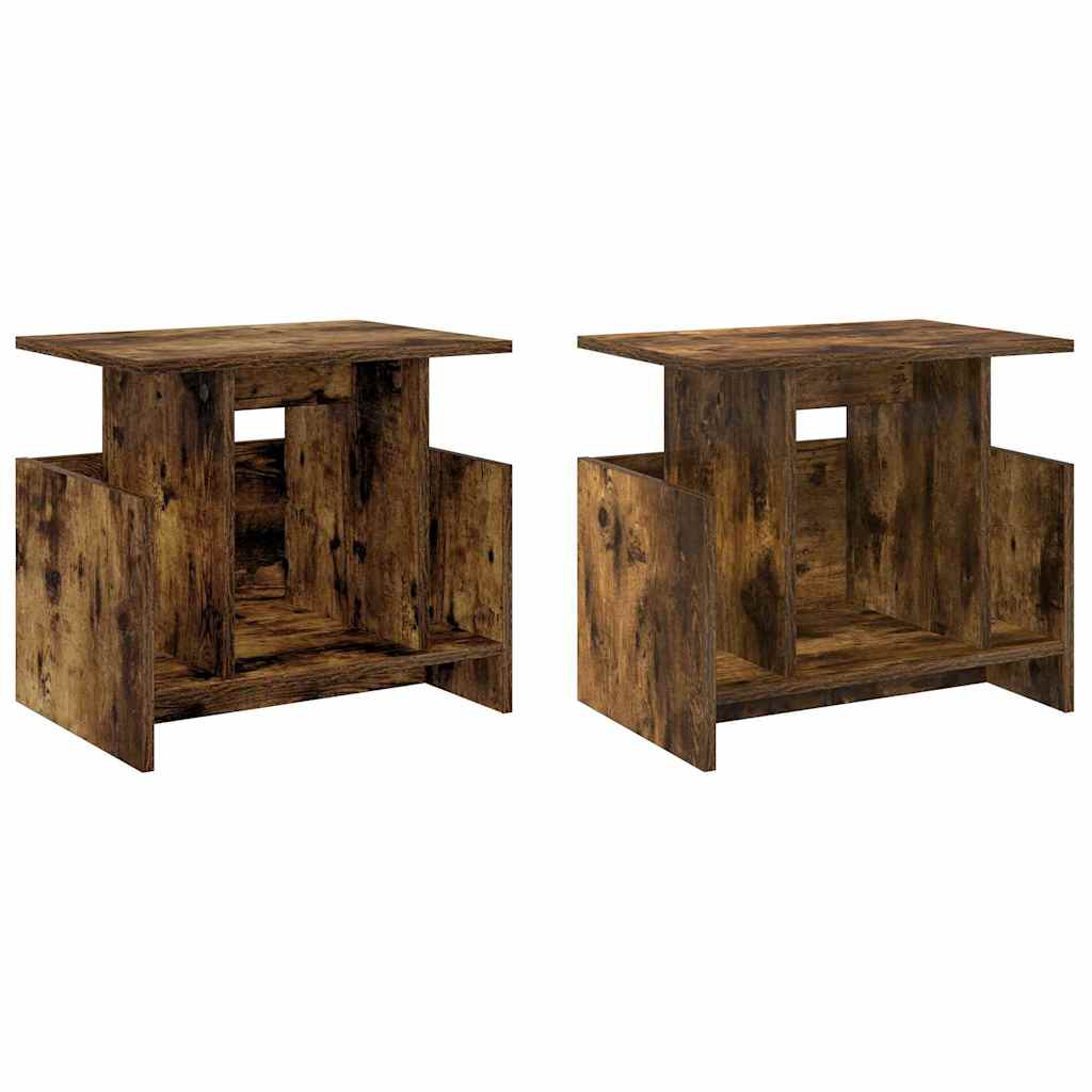 TV-standaard 2 pcs Gerookt eiken 50 x 35 x 45 cm Bewerkt hout is nu te koop bij PeponiXL, paradijselijk wonen!