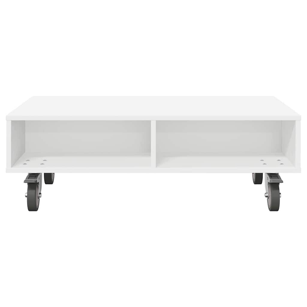 Bijzettafel met wielen Wit 90 x 50 x 30 cm Bewerkt hout is nu te koop bij PeponiXL, paradijselijk wonen!