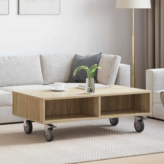 Bijzettafel met wielen Sonoma Eiken 90 x 50 x 30 cm is nu te koop bij PeponiXL, paradijselijk wonen!
