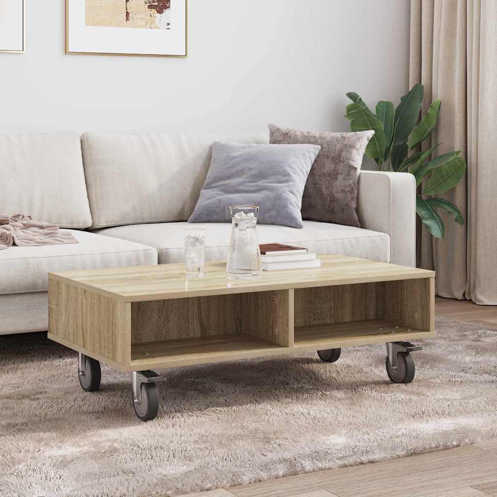 Bijzettafel met wielen Sonoma Eiken 90 x 50 x 30 cm is nu te koop bij PeponiXL, paradijselijk wonen!