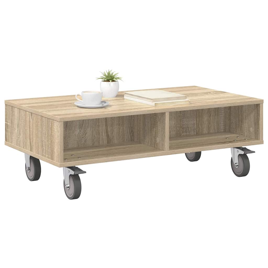 Bijzettafel met wielen Sonoma Eiken 90 x 50 x 30 cm is nu te koop bij PeponiXL, paradijselijk wonen!