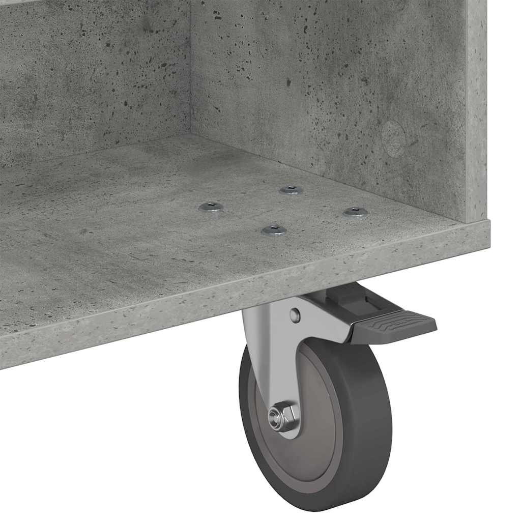 Bijzettafel met wielen Beton Grijs 90 x 50 x 30 cm Bewerkt hout is nu te koop bij PeponiXL, paradijselijk wonen!