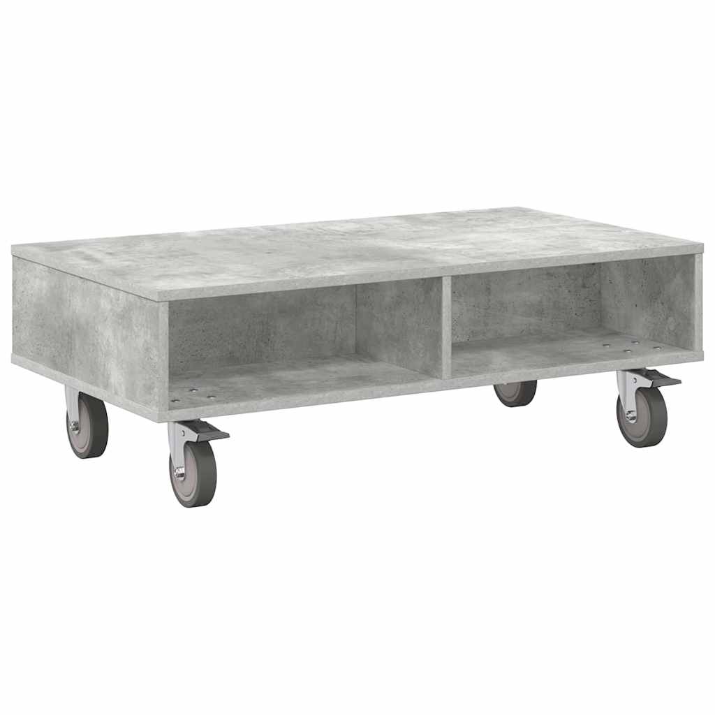 Bijzettafel met wielen Beton Grijs 90 x 50 x 30 cm Bewerkt hout is nu te koop bij PeponiXL, paradijselijk wonen!