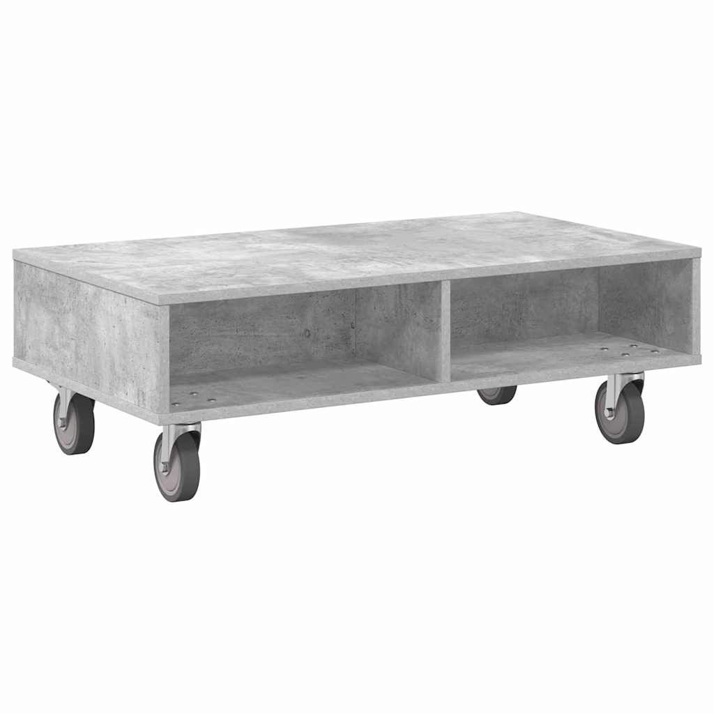 Bijzettafel met wielen Beton Grijs 90 x 50 x 30 cm Bewerkt hout is nu te koop bij PeponiXL, paradijselijk wonen!