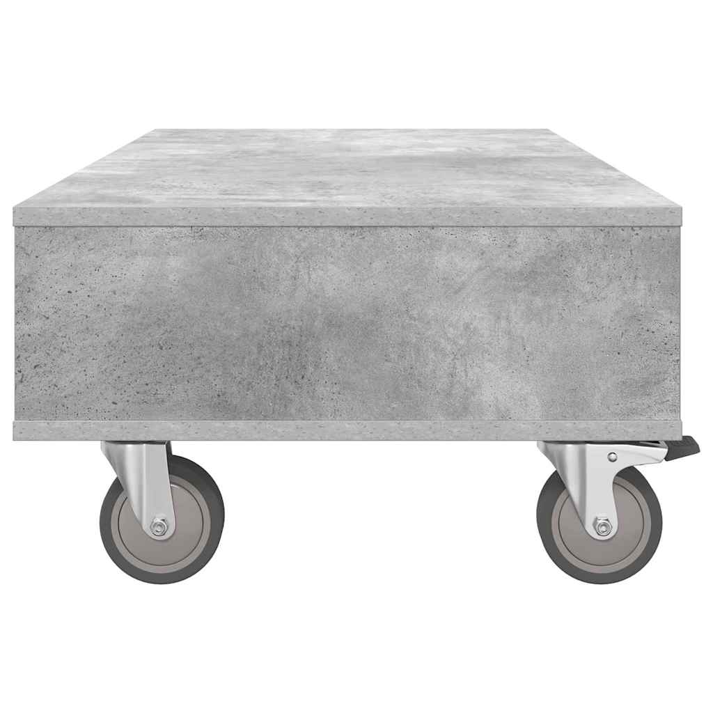 Bijzettafel met wielen Beton Grijs 90 x 50 x 30 cm Bewerkt hout is nu te koop bij PeponiXL, paradijselijk wonen!