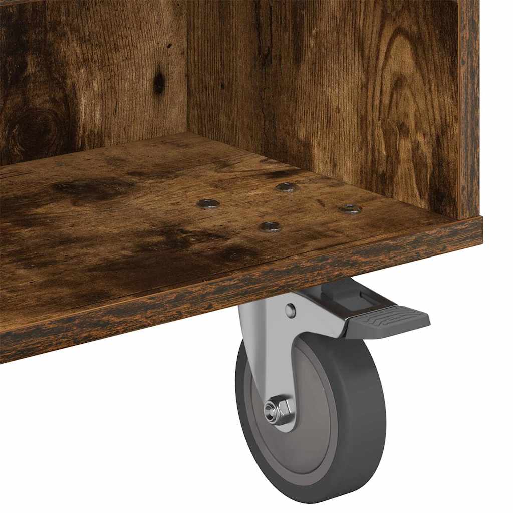 Bijzettafel met wielen Gerookt eiken 90 x 50 x 30 cm is nu te koop bij PeponiXL, paradijselijk wonen!