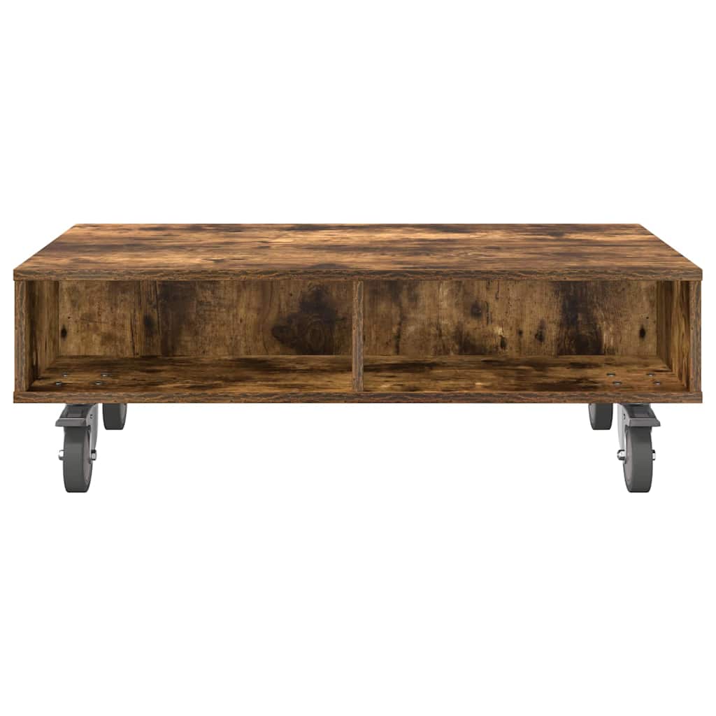 Bijzettafel met wielen Gerookt eiken 90 x 50 x 30 cm is nu te koop bij PeponiXL, paradijselijk wonen!