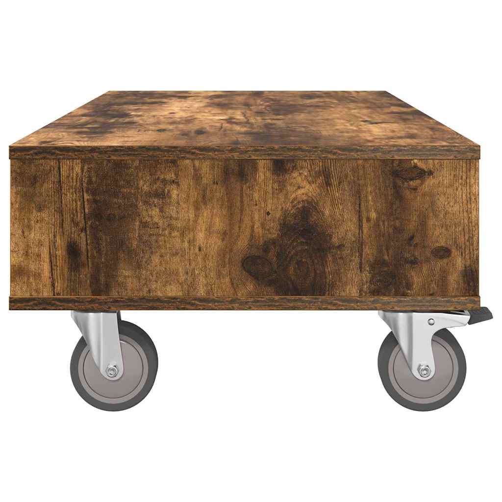 Bijzettafel met wielen Gerookt eiken 90 x 50 x 30 cm is nu te koop bij PeponiXL, paradijselijk wonen!