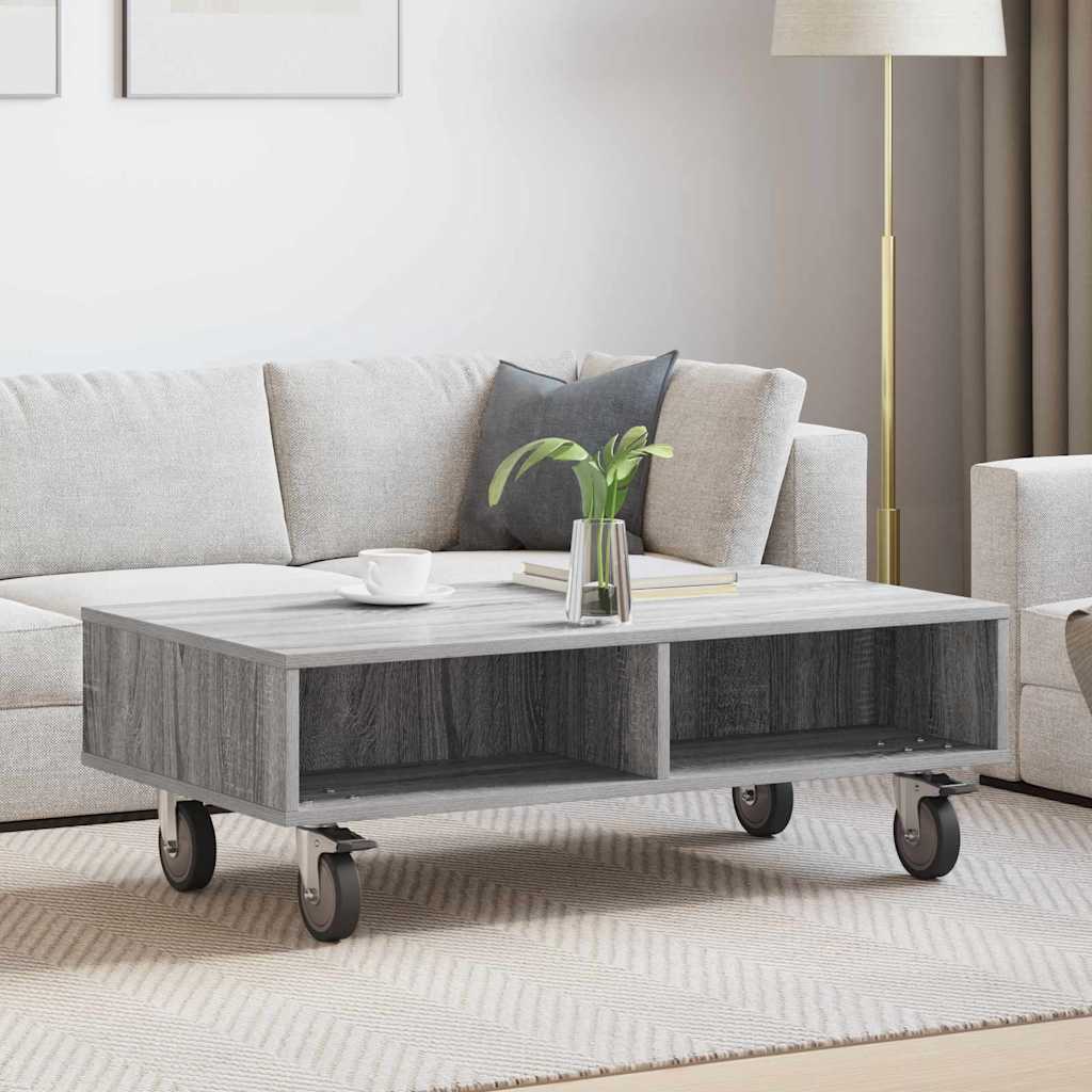 Bijzettafel met wielen Grijs Sonoma 90 x 50 x 30 cm is nu te koop bij PeponiXL, paradijselijk wonen!