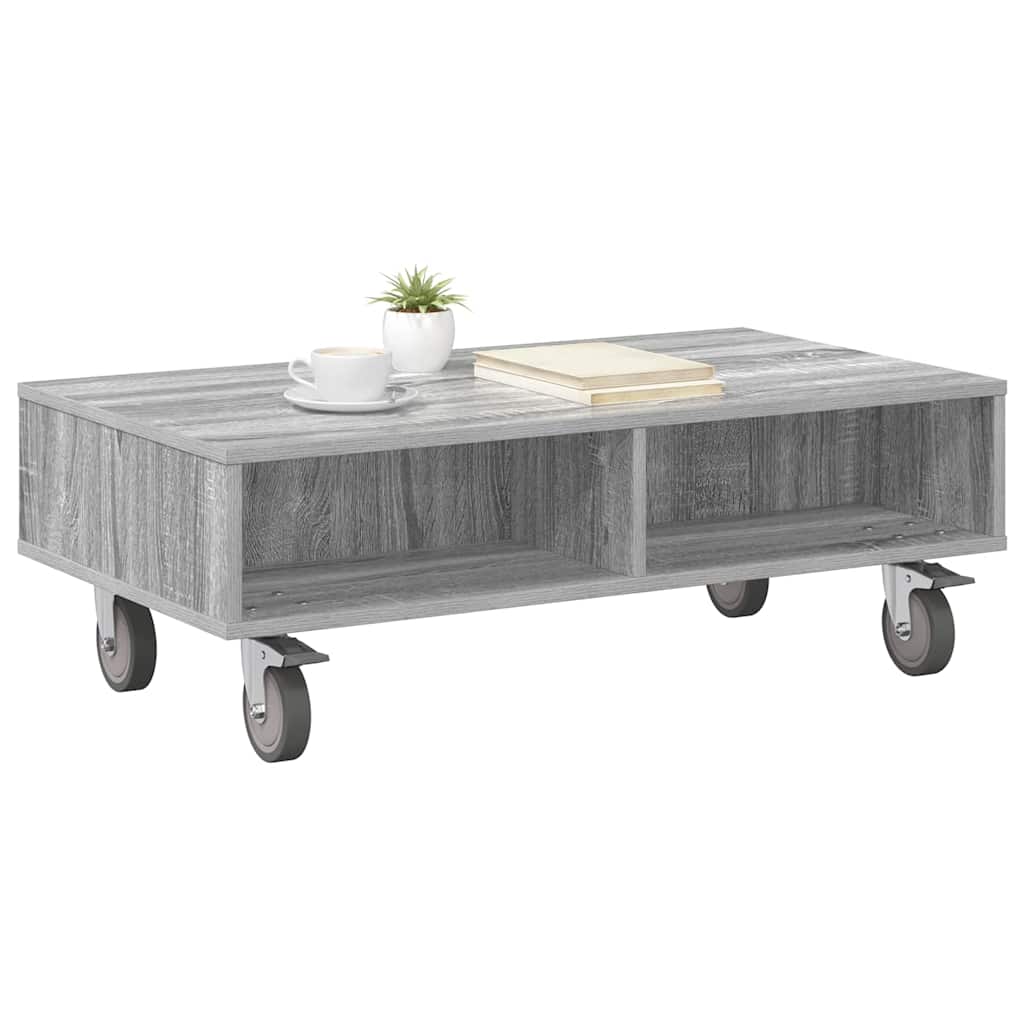 Bijzettafel met wielen Grijs Sonoma 90 x 50 x 30 cm is nu te koop bij PeponiXL, paradijselijk wonen!