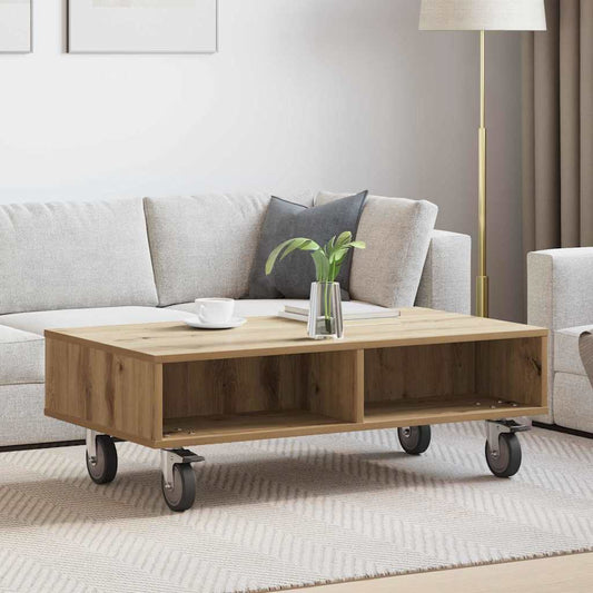 Bijzettafel met wielen Artisan Eiken 90 x 50 x 30 cm is nu te koop bij PeponiXL, paradijselijk wonen!