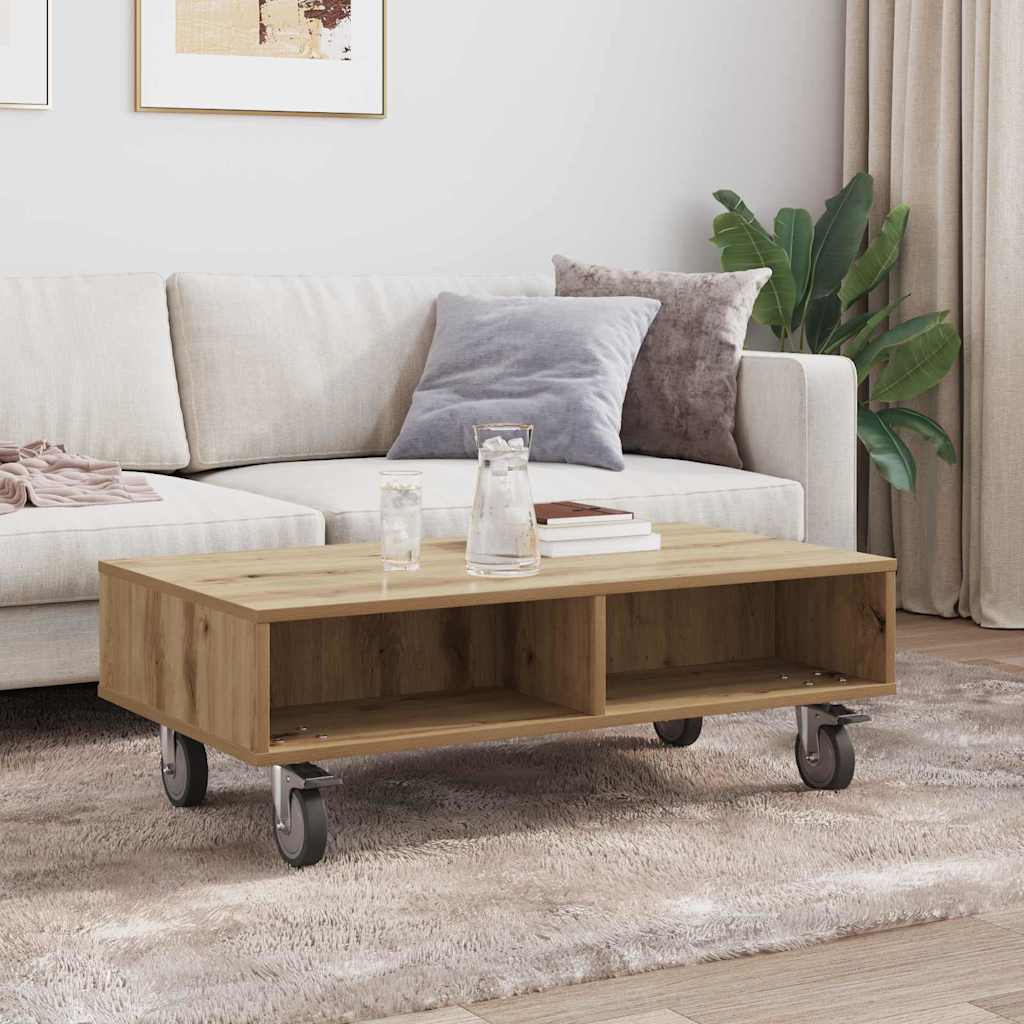 Bijzettafel met wielen Artisan Eiken 90 x 50 x 30 cm is nu te koop bij PeponiXL, paradijselijk wonen!