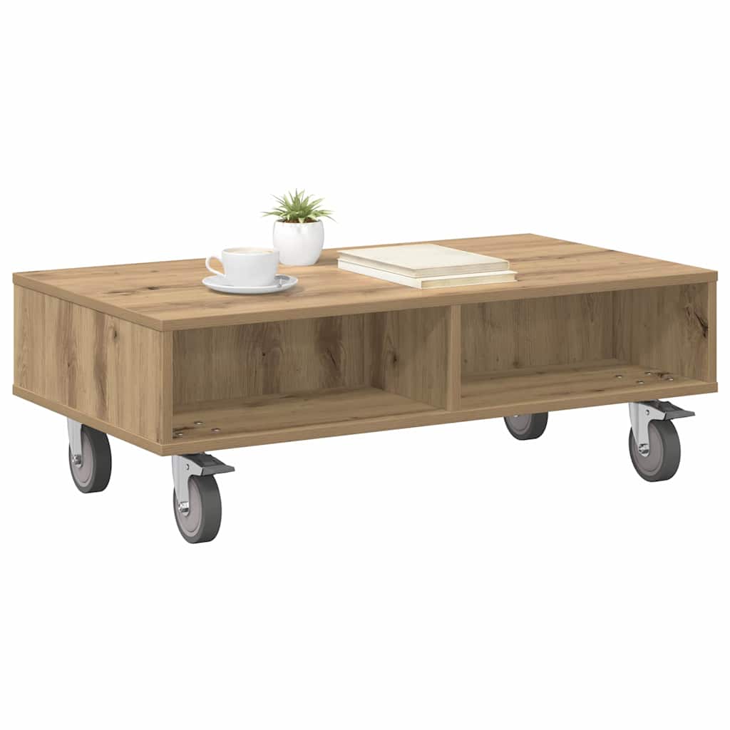 Bijzettafel met wielen Artisan Eiken 90 x 50 x 30 cm is nu te koop bij PeponiXL, paradijselijk wonen!