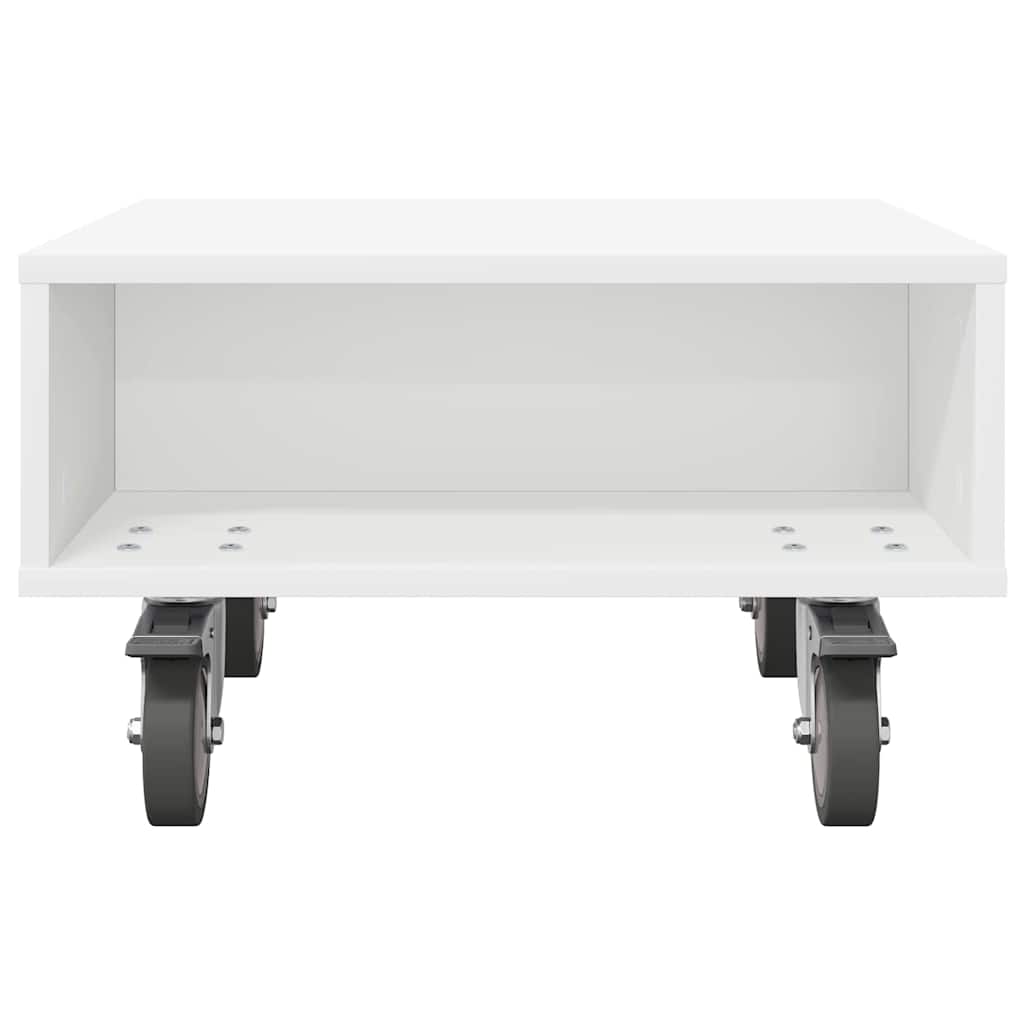 Bijzettafel met wielen Wit 50,5 x 50 x 30 cm Bewerkt hout is nu te koop bij PeponiXL, paradijselijk wonen!