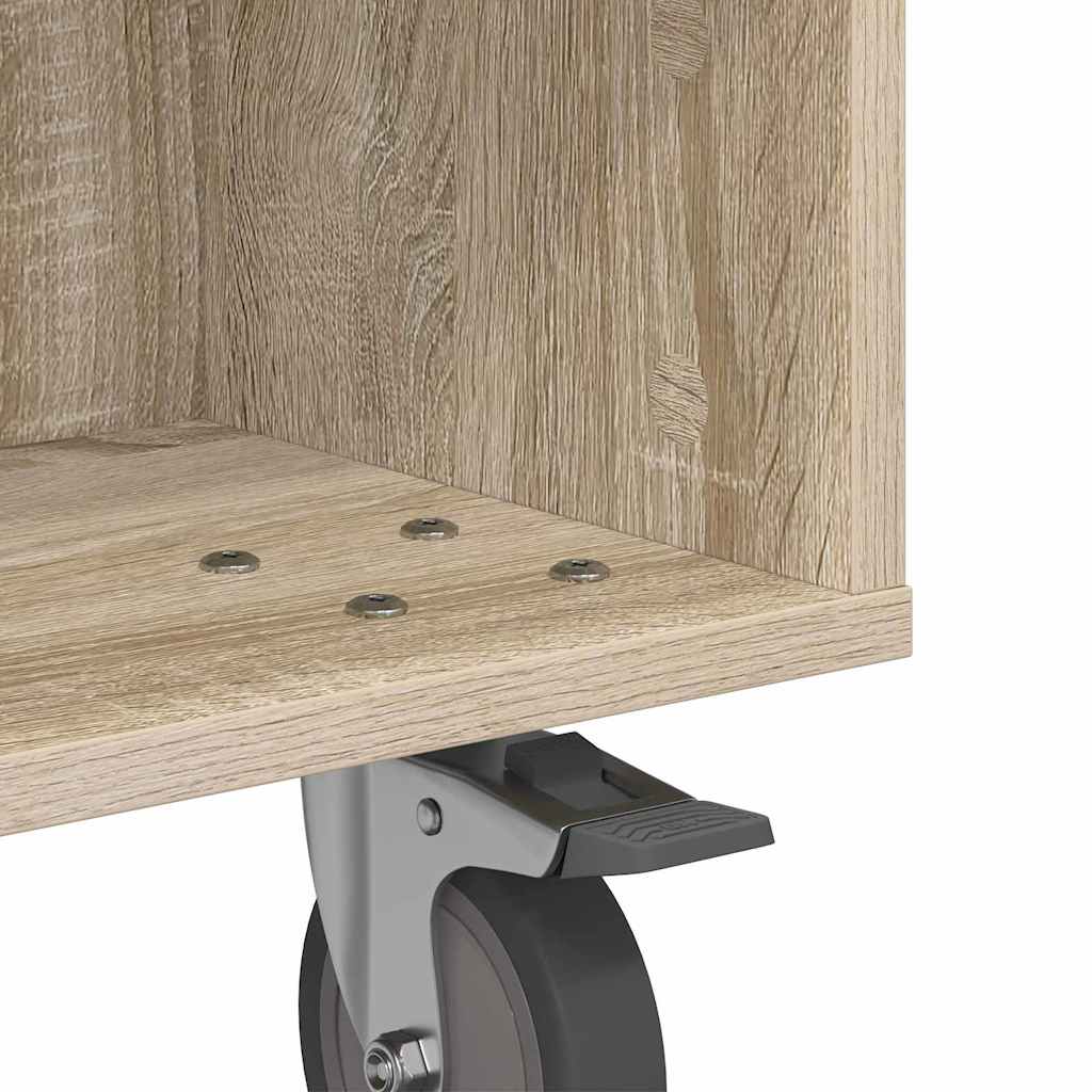 Bijzettafel met wielen Sonoma Eiken 50,5 x 50 x 30 cm is nu te koop bij PeponiXL, paradijselijk wonen!