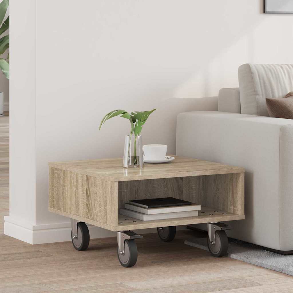 Bijzettafel met wielen Sonoma Eiken 50,5 x 50 x 30 cm is nu te koop bij PeponiXL, paradijselijk wonen!