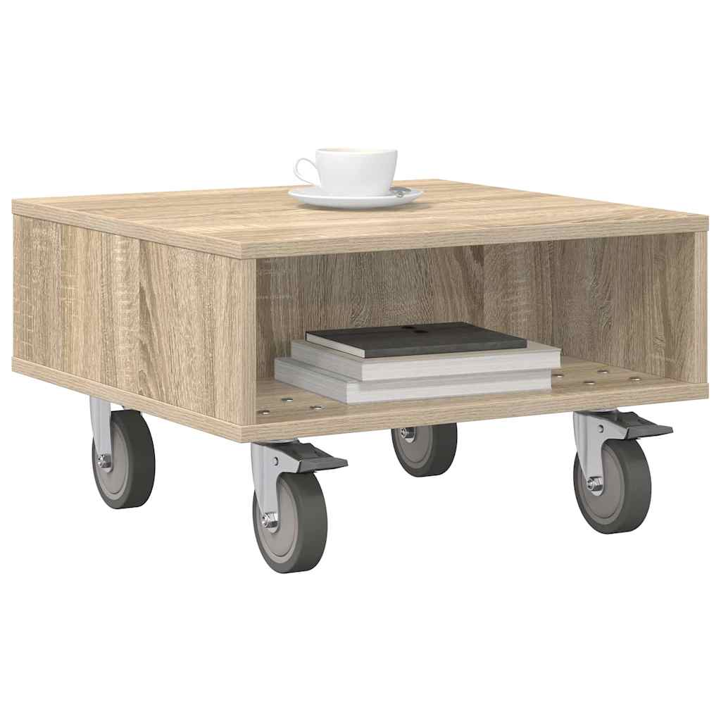 Bijzettafel met wielen Sonoma Eiken 50,5 x 50 x 30 cm is nu te koop bij PeponiXL, paradijselijk wonen!