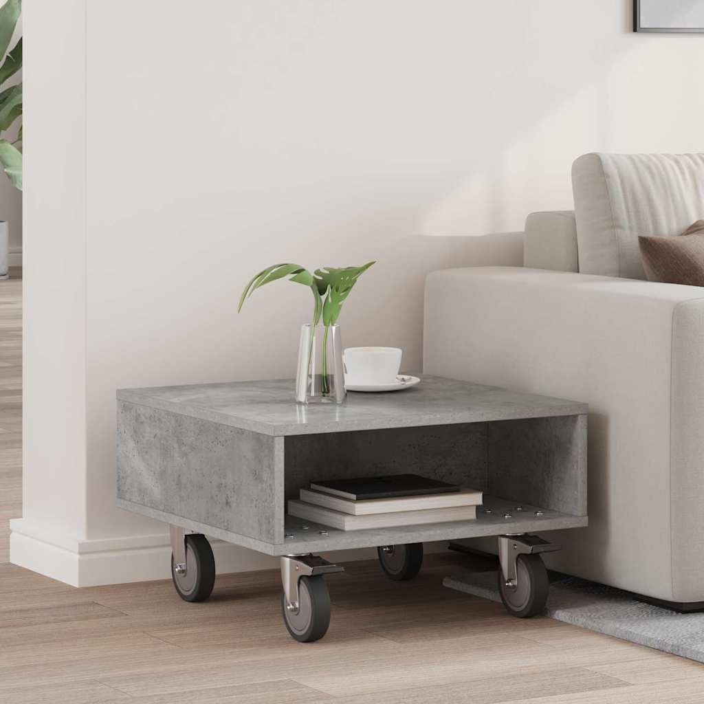 Bijzettafel met wielen Beton Grijs 50,5 x 50 x 30 cm is nu te koop bij PeponiXL, paradijselijk wonen!