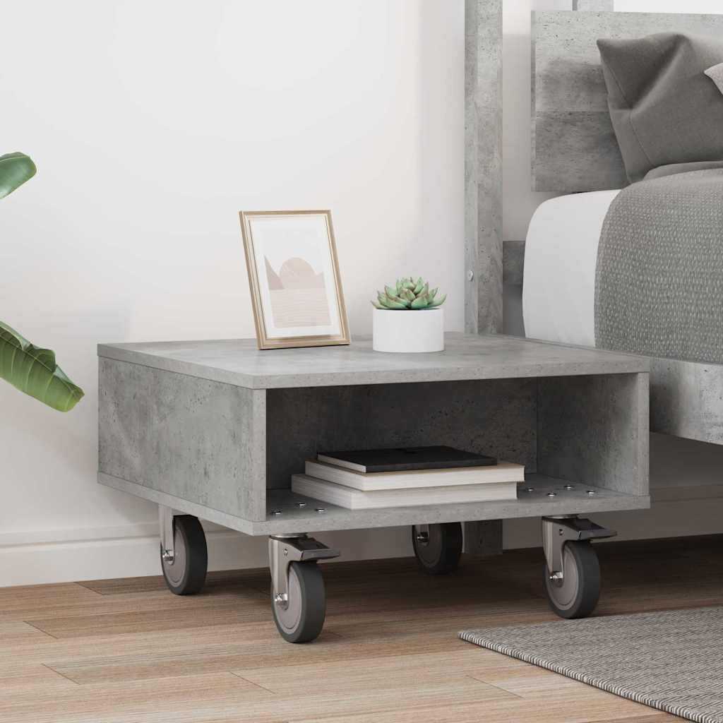 Bijzettafel met wielen Beton Grijs 50,5 x 50 x 30 cm is nu te koop bij PeponiXL, paradijselijk wonen!