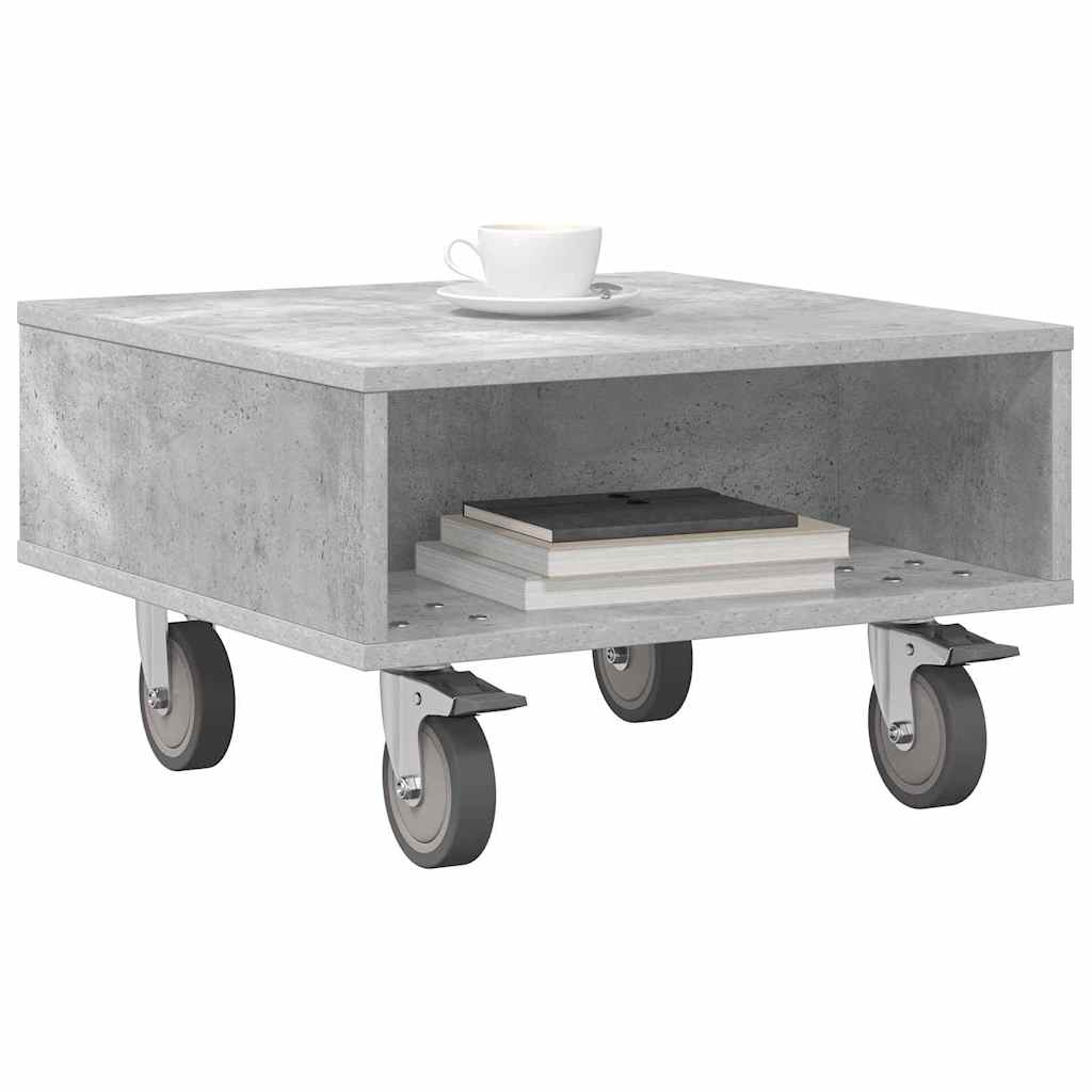 Bijzettafel met wielen Beton Grijs 50,5 x 50 x 30 cm is nu te koop bij PeponiXL, paradijselijk wonen!