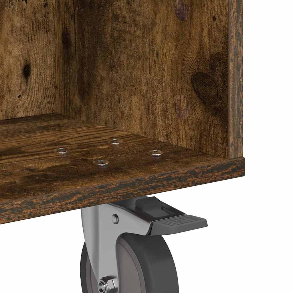 Bijzettafel met wielen Gerookt eiken 50,5 x 50 x 30 cm is nu te koop bij PeponiXL, paradijselijk wonen!