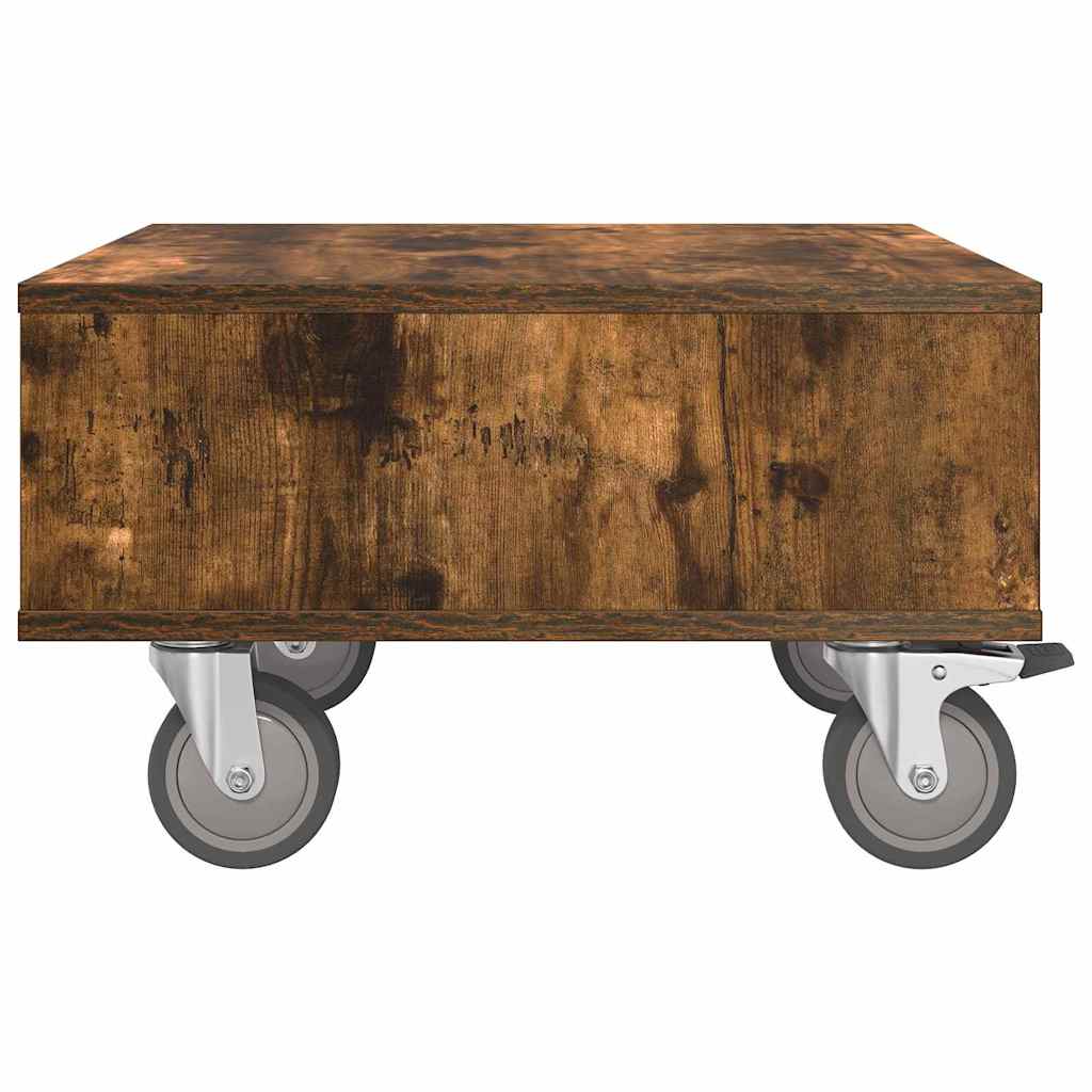 Bijzettafel met wielen Gerookt eiken 50,5 x 50 x 30 cm is nu te koop bij PeponiXL, paradijselijk wonen!