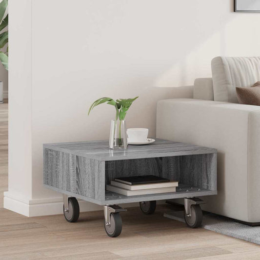 Bijzettafel met wielen Grijs Sonoma 50,5 x 50 x 30 cm is nu te koop bij PeponiXL, paradijselijk wonen!