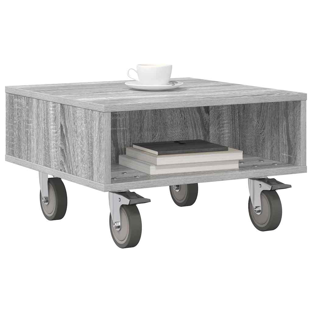 Bijzettafel met wielen Grijs Sonoma 50,5 x 50 x 30 cm is nu te koop bij PeponiXL, paradijselijk wonen!