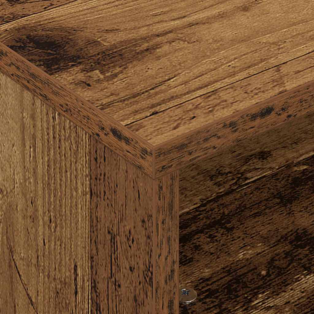 Bijzettafel met wielen Oudhout 50,5 x 50 x 30 cm Bewerkt hout is nu te koop bij PeponiXL, paradijselijk wonen!