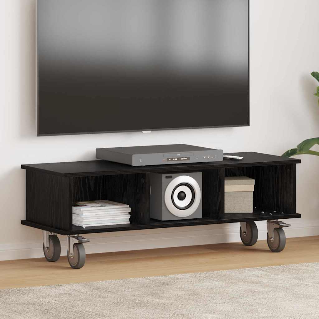 TV-standaard Zwart Eiken 100 x 35 x 35 cm Bewerkt hout is nu te koop bij PeponiXL, paradijselijk wonen!