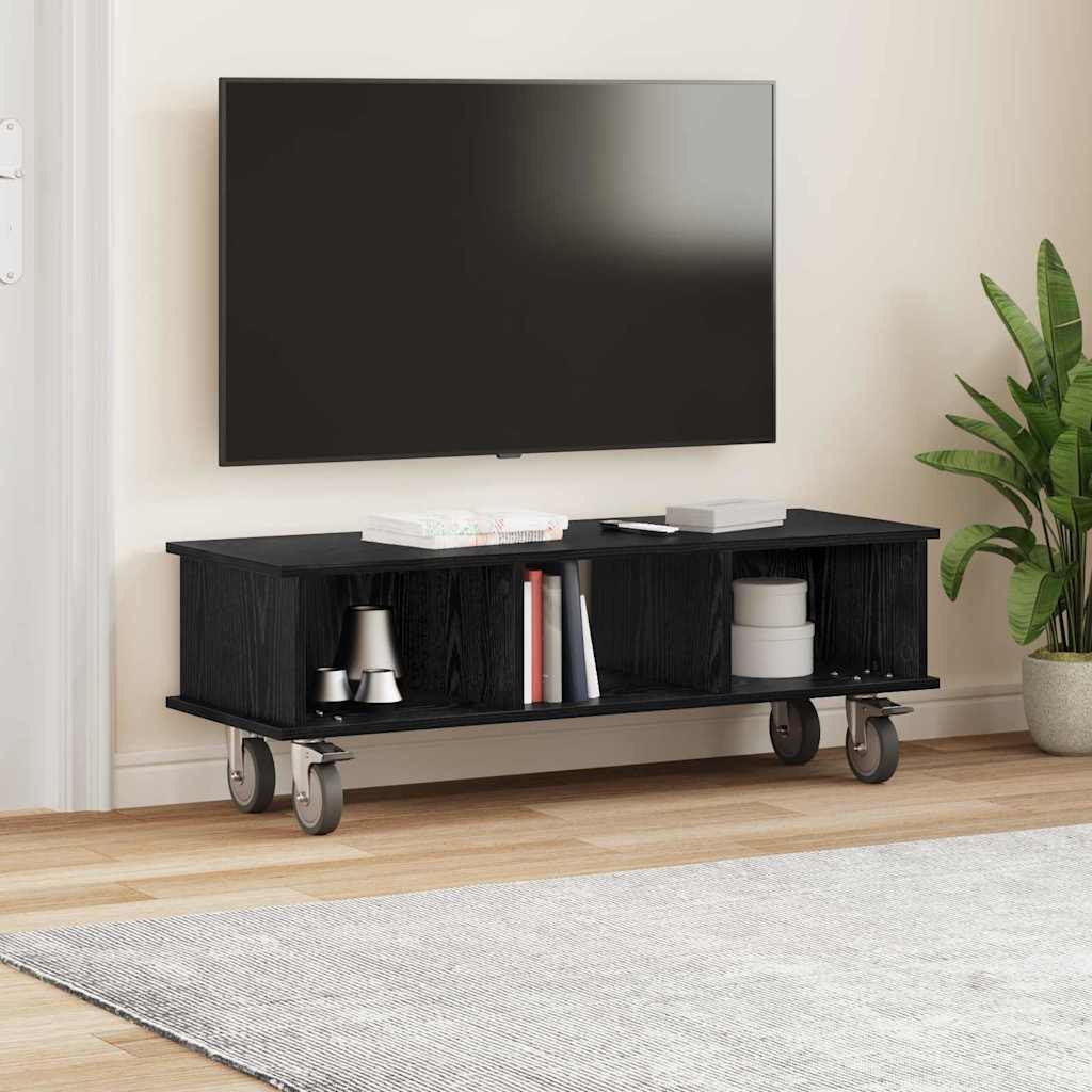 TV-standaard Zwart Eiken 100 x 35 x 35 cm Bewerkt hout is nu te koop bij PeponiXL, paradijselijk wonen!