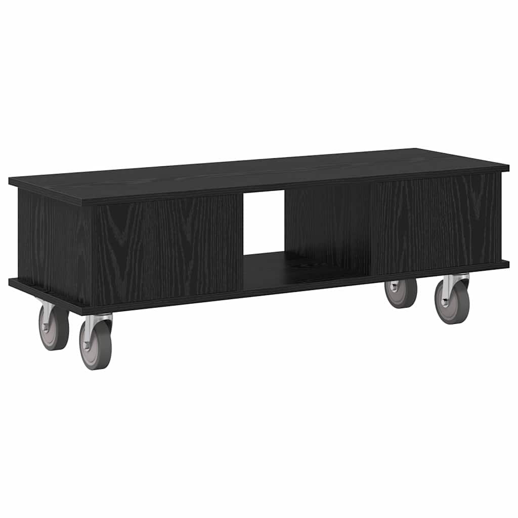 TV-standaard Zwart Eiken 100 x 35 x 35 cm Bewerkt hout is nu te koop bij PeponiXL, paradijselijk wonen!