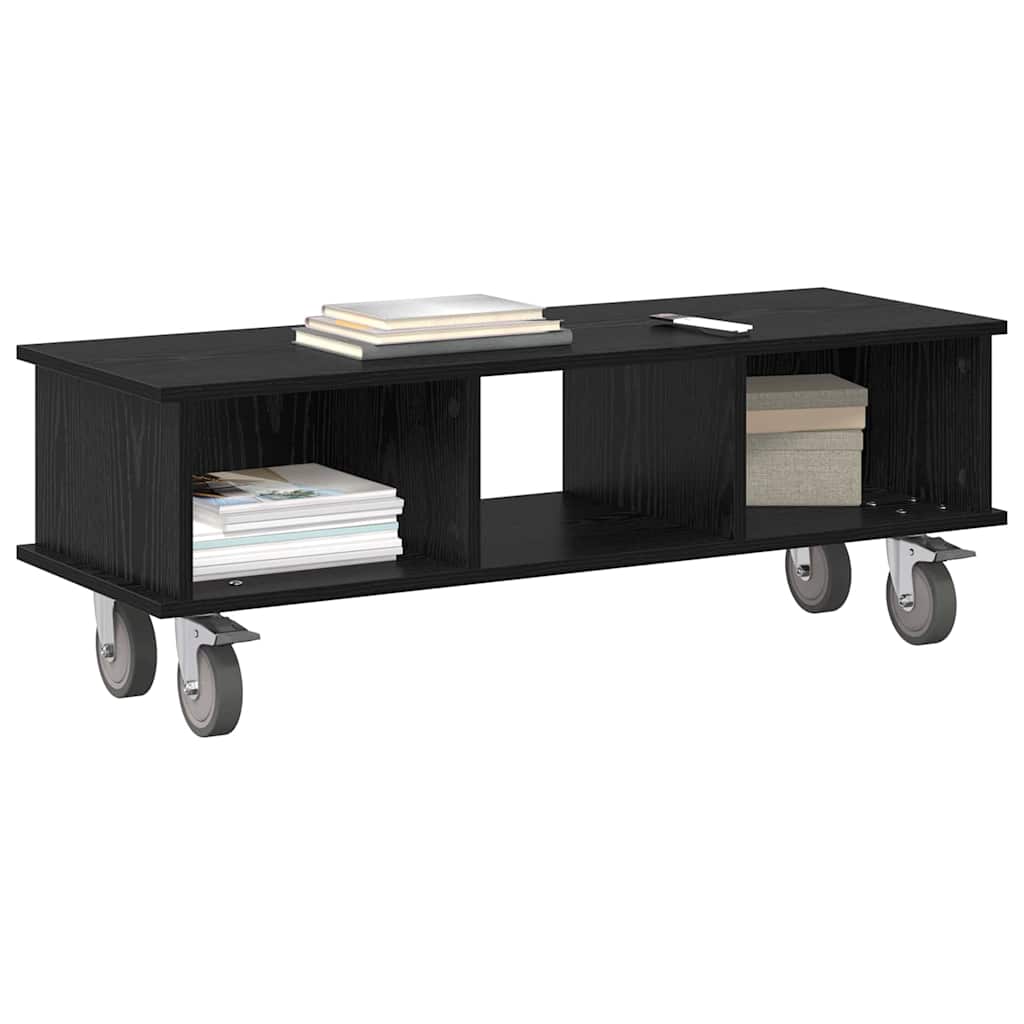 TV-standaard Zwart Eiken 100 x 35 x 35 cm Bewerkt hout is nu te koop bij PeponiXL, paradijselijk wonen!