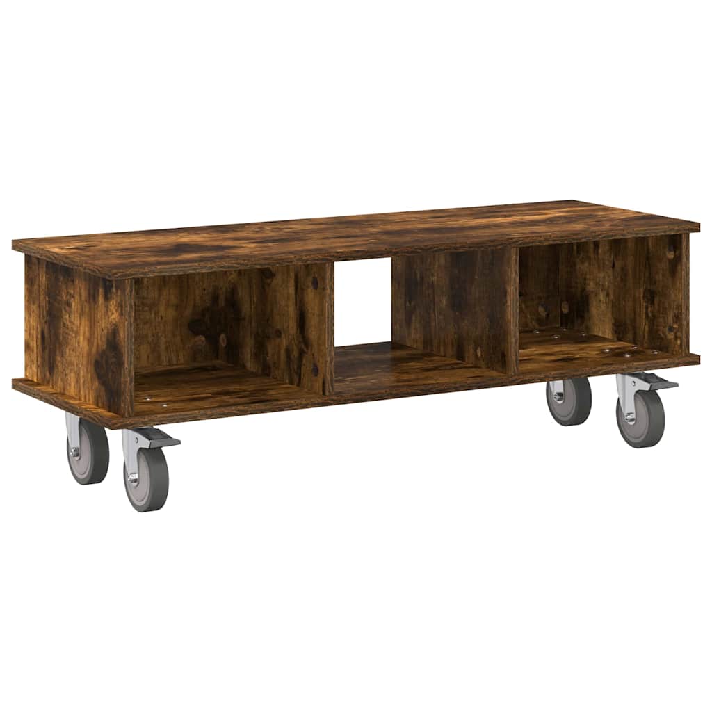 TV-standaard Gerookt eiken 100 x 35 x 35 cm Bewerkt hout is nu te koop bij PeponiXL, paradijselijk wonen!