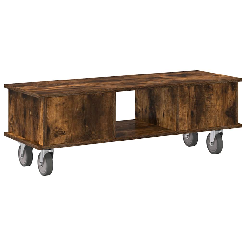TV-standaard Gerookt eiken 100 x 35 x 35 cm Bewerkt hout is nu te koop bij PeponiXL, paradijselijk wonen!