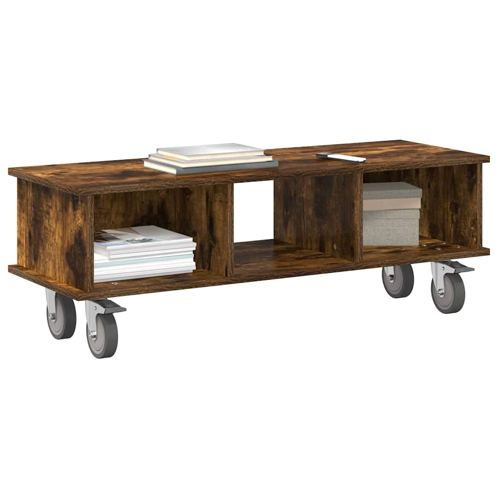 TV-standaard Gerookt eiken 100 x 35 x 35 cm Bewerkt hout is nu te koop bij PeponiXL, paradijselijk wonen!