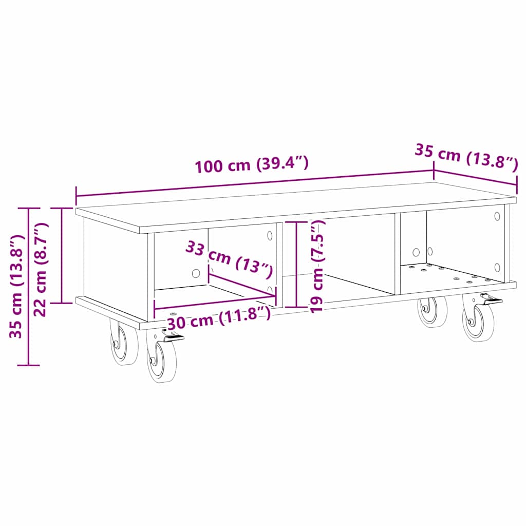 TV-standaard Artisan Eiken 100 x 35 x 35 cm Bewerkt hout is nu te koop bij PeponiXL, paradijselijk wonen!