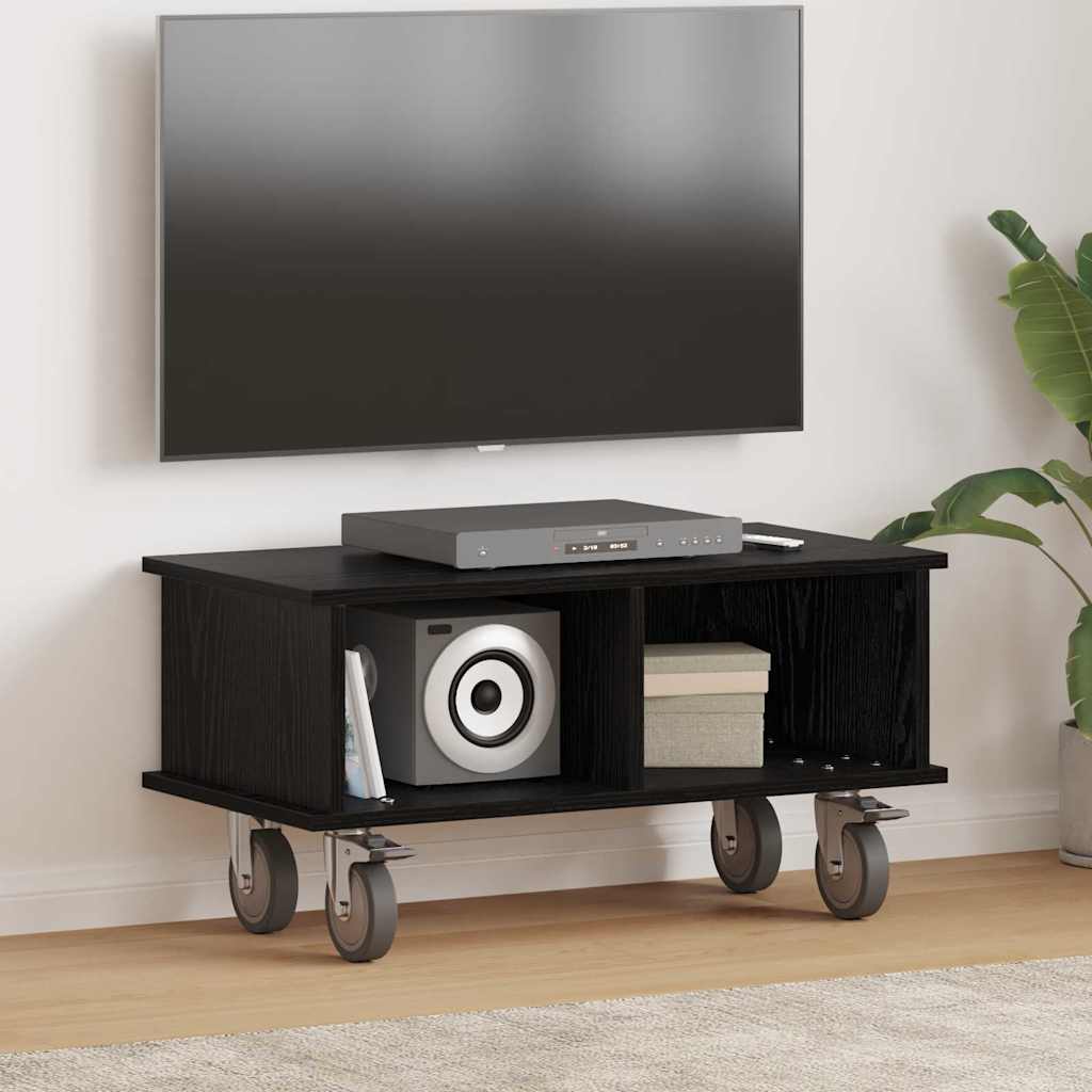 TV-standaard Zwart Eiken 68,5 x 35 x 35 cm Bewerkt hout is nu te koop bij PeponiXL, paradijselijk wonen!