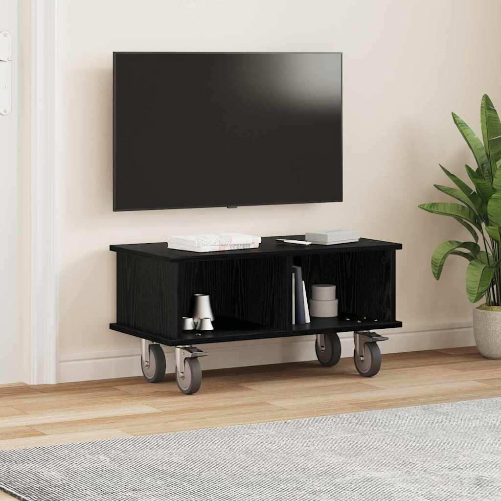 TV-standaard Zwart Eiken 68,5 x 35 x 35 cm Bewerkt hout is nu te koop bij PeponiXL, paradijselijk wonen!