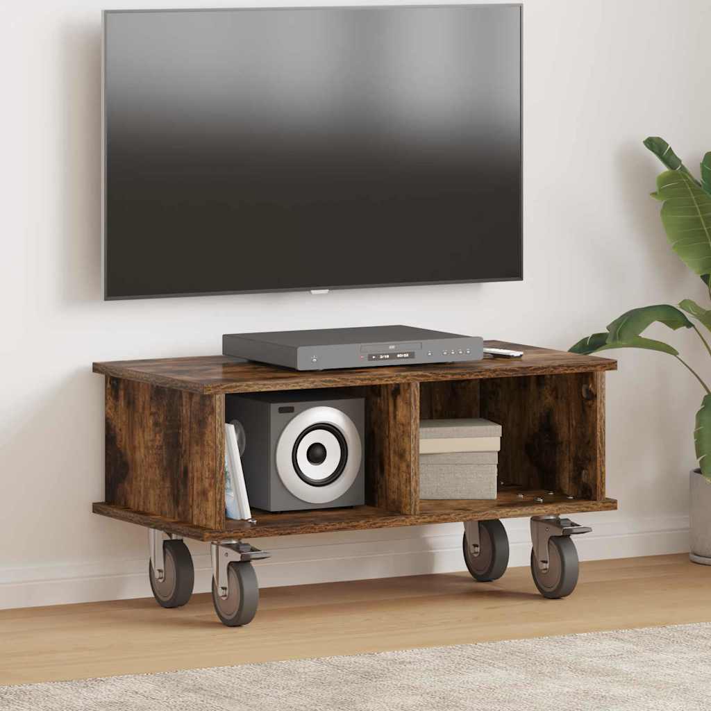 TV-standaard Gerookt eiken 68,5 x 35 x 35 cm Bewerkt hout is nu te koop bij PeponiXL, paradijselijk wonen!