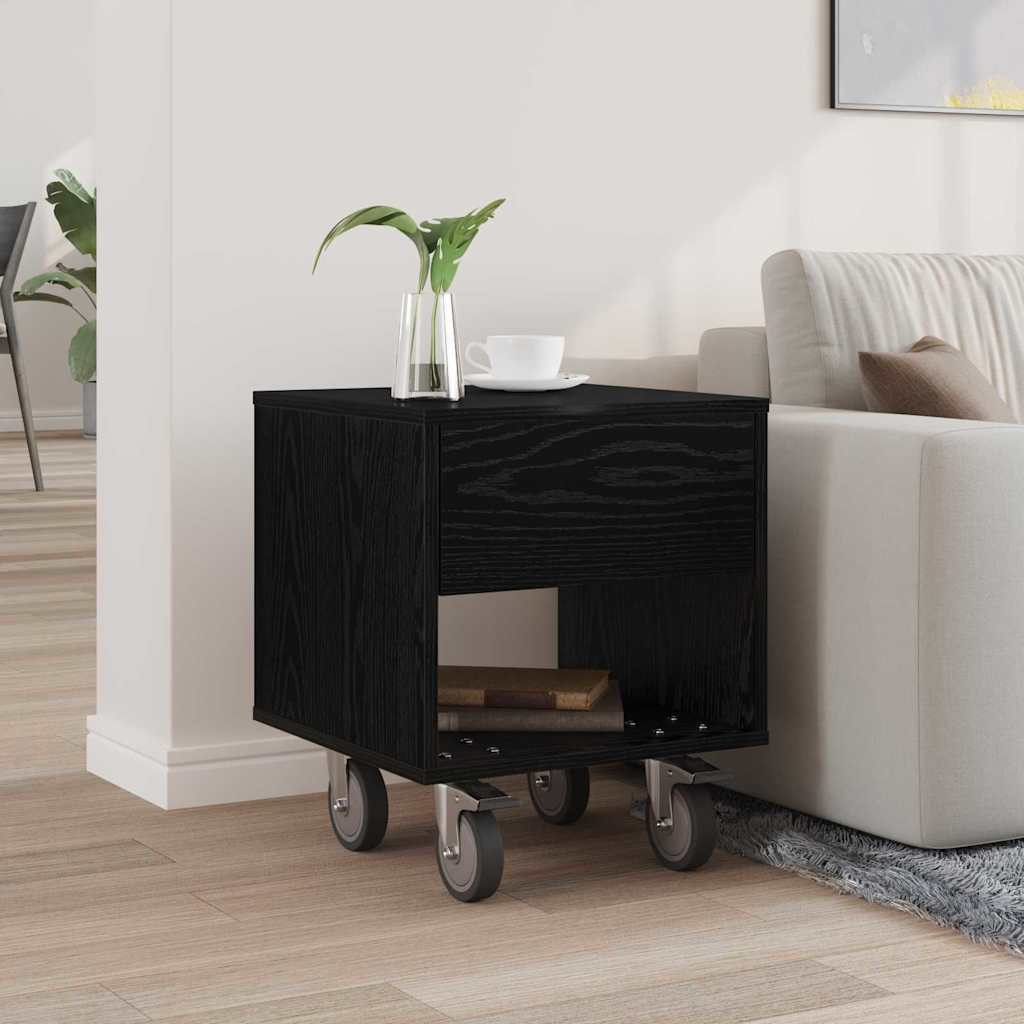 Nachtkastje Zwart Eiken 40,5 x 40 x 48 cm Bewerkt hout is nu te koop bij PeponiXL, paradijselijk wonen!