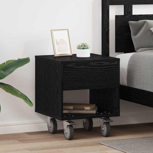 Nachtkastje 2 pcs Zwart Eiken 40,5 x 40 x 48 cm Bewerkt hout is nu te koop bij PeponiXL, paradijselijk wonen!