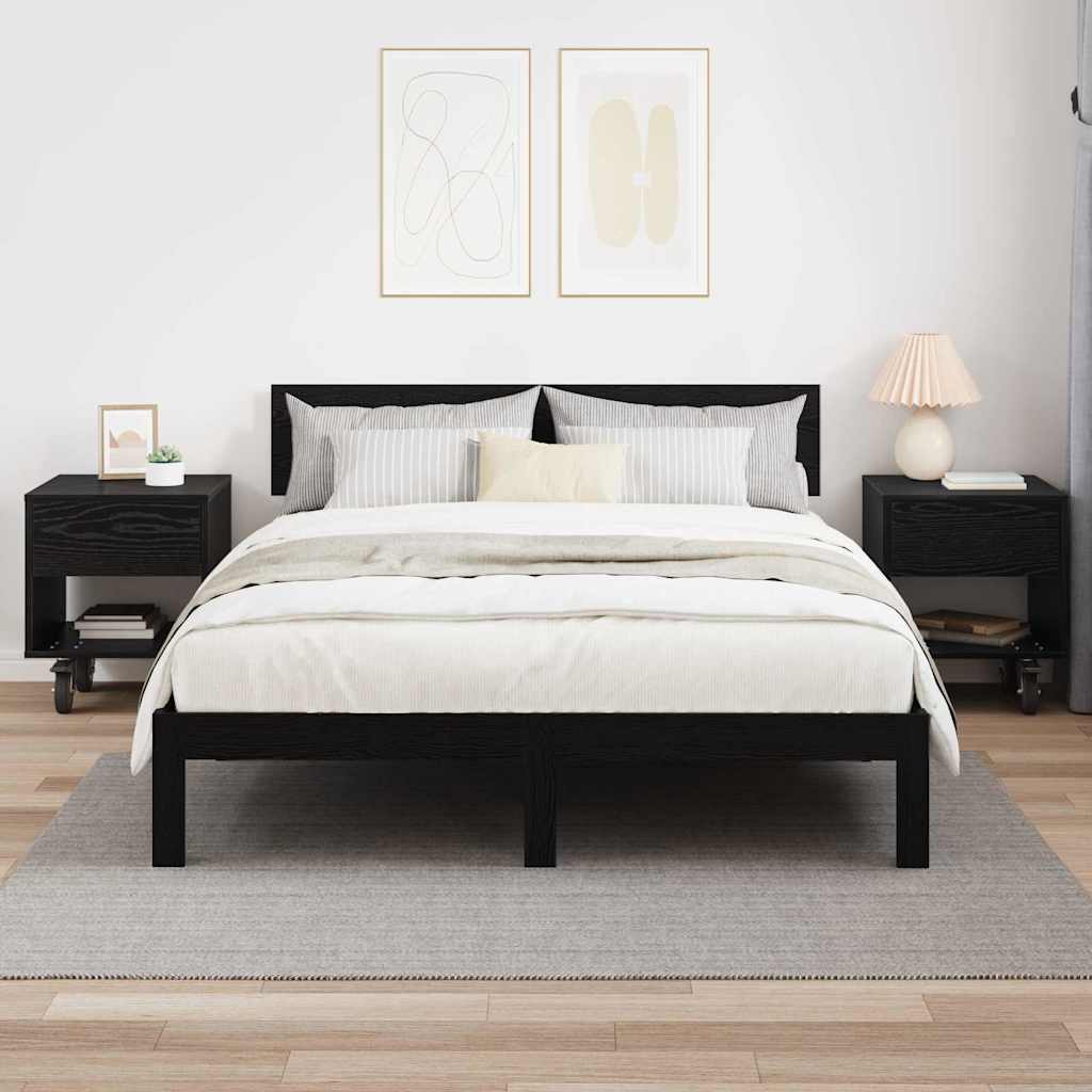 Nachtkastje 2 pcs Zwart Eiken 40,5 x 40 x 48 cm Bewerkt hout is nu te koop bij PeponiXL, paradijselijk wonen!