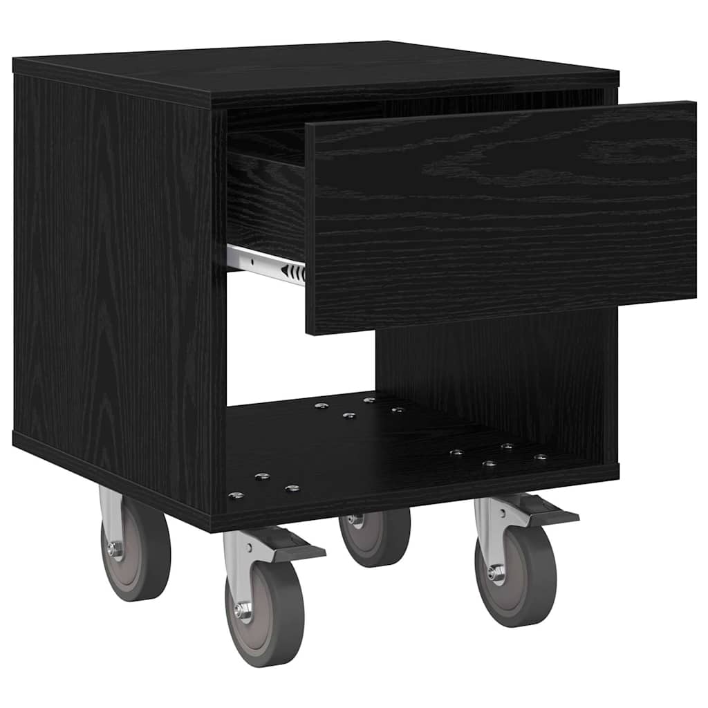 Nachtkastje 2 pcs Zwart Eiken 40,5 x 40 x 48 cm Bewerkt hout is nu te koop bij PeponiXL, paradijselijk wonen!