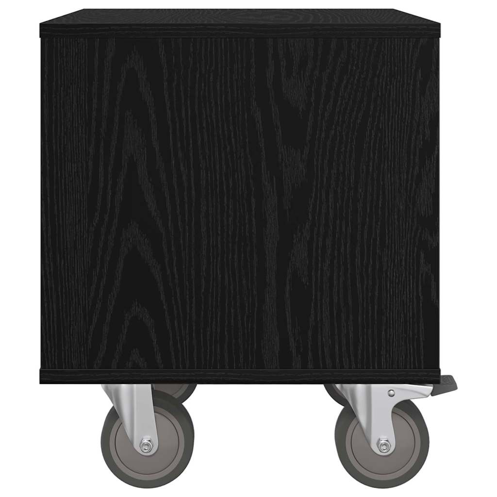 Nachtkastje 2 pcs Zwart Eiken 40,5 x 40 x 48 cm Bewerkt hout is nu te koop bij PeponiXL, paradijselijk wonen!