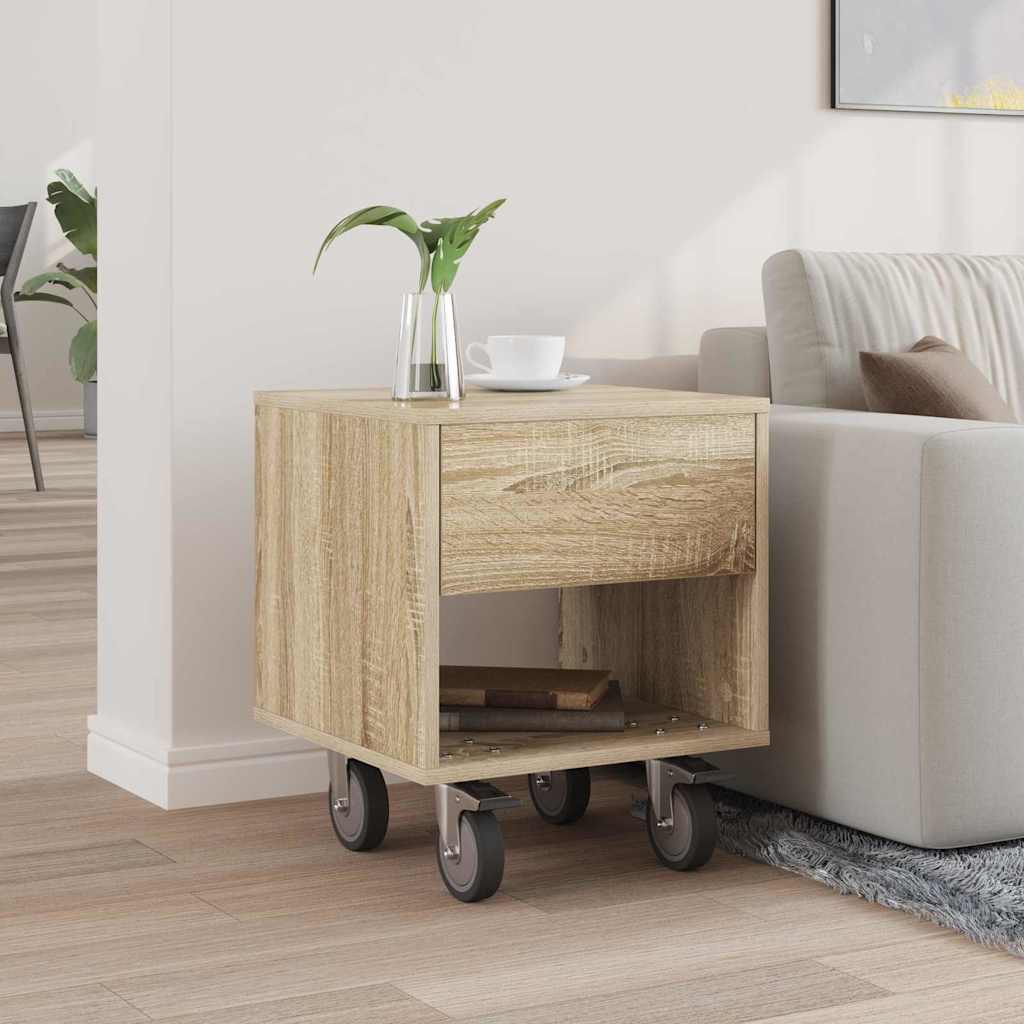 Nachtkastje Sonoma Eiken 40,5 x 40 x 48 cm Bewerkt hout is nu te koop bij PeponiXL, paradijselijk wonen!