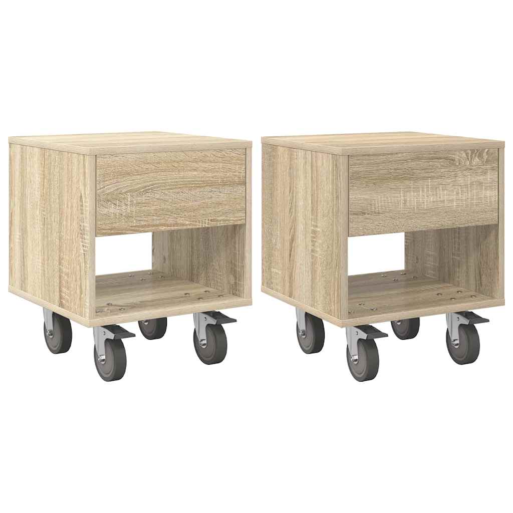 Nachtkastje 2 pcs Sonoma Eiken 40,5 x 40 x 48 cm Bewerkt hout is nu te koop bij PeponiXL, paradijselijk wonen!