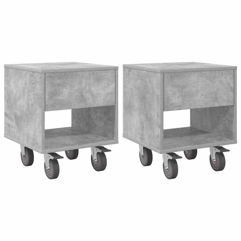 Nachtkastje 2 pcs Beton Grijs 40,5 x 40 x 48 cm Bewerkt hout is nu te koop bij PeponiXL, paradijselijk wonen!