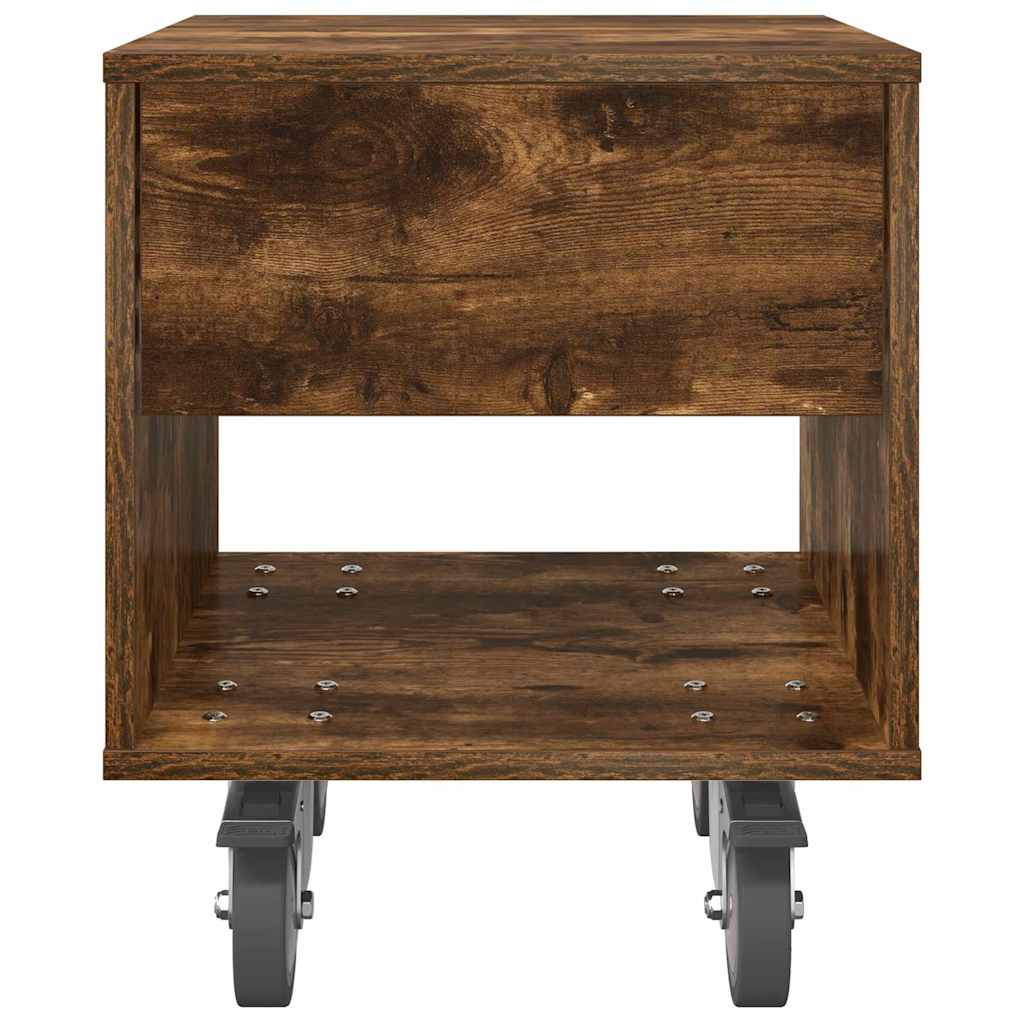 Nachtkastje Gerookt eiken 40,5 x 40 x 48 cm Bewerkt hout is nu te koop bij PeponiXL, paradijselijk wonen!